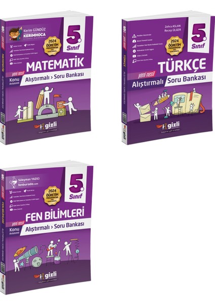 2025 5. Sınıf Matematik - Türkçe - Fen Bilimleri Alıştırmalı Soru Bankası Seti 3 Kitap