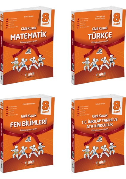 Gizli 2025 8. Sınıf Lgs Matematik + Türkçe + Fen + Inkılap Gizli Kuşak Serisi Seti 4 Kitap