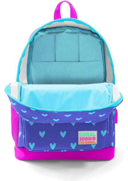Kids Kalp Desenli Lavanta Pembe USB Şarjlı Kulaklık Çıkışlı Okul Sırt Çantası 23806 modelleri