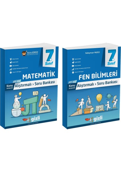 2025 7. Sınıf Matematik - Fen Bilimleri Alıştırmalı Soru Bankası Seti 2 Kitap