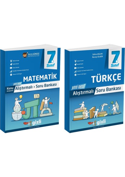 2025 7. Sınıf Matematik - Türkçe Alıştırmalı Soru Bankası Seti 2 Kitap