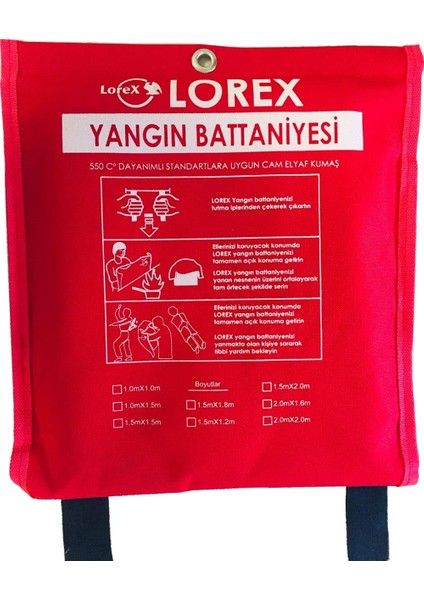 LR-FB1010C Yangın Battaniyesi 100CM x 100CM Çantalı, Kırmızı