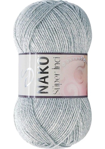 1 Adet Süper Inci El Örgü Ipi 100 gr Açık Gri Melanj 195