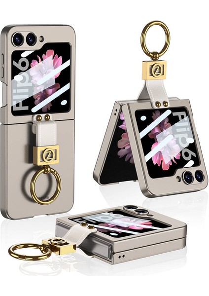 Samsung Galaxy Z Flip 6 Kılıf Z Harfli Yüzüklü Kıpta Kapak - Titanyum - Gri