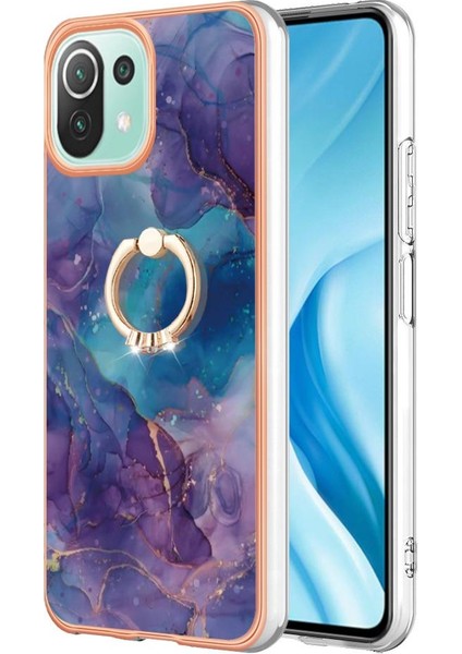 Xiaomi 11 Lite 5g Için Kılıf 360 &deg; Dönebilir Halka Mermer Darbeye Tpu (Yurt Dışından)