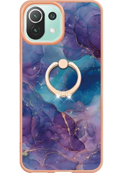 Xiaomi 11 Lite 5g Için Kılıf 360 &deg; Dönebilir Halka Mermer Darbeye Tpu (Yurt Dışından)