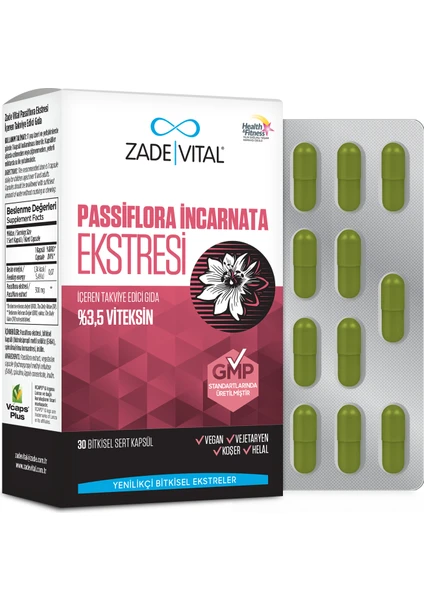 Zade Vital Passiflora Ekstresi 30 Bitkisel Kapsül