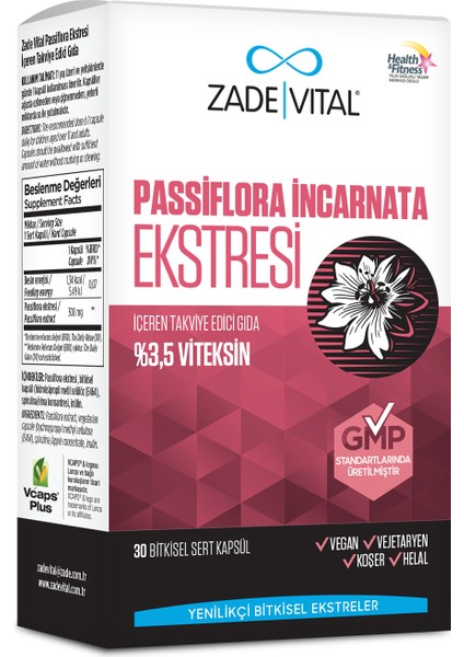 Zade Vital Passiflora Ekstresi 30 Bitkisel Kapsül