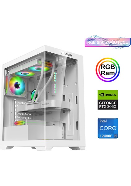 Xsr799 i5 12400F 16GB Ram 512GB M.2 NVMe SSD 12GB RTX3060 Sıvı Soğutma Oyuncu Hazır Sistem
