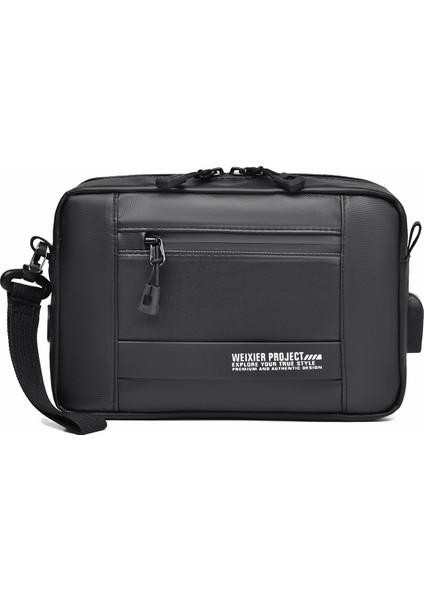 Gündelik Erkek Çapraz Askılı Omuz Çantası, Üst Düzey Taşınabilir USB Şarjlı Dış Mekan Çapraz Askılı Çanta (Yurt Dışından)