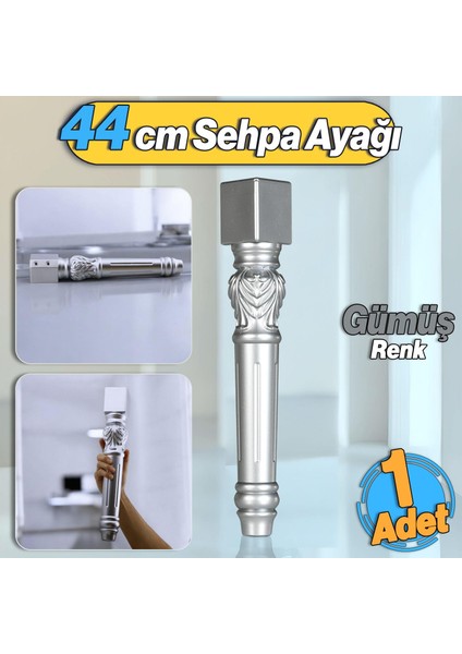 Star Plastik Sehpa Ayağı 44 cm Gümüş Renk Orta Ayak Zigon Sehpa Mobilya Masa Ayakları 1 Adet Gri