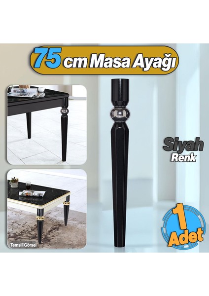 Elips Masa Dresuar Ayağı 75 Cm Plastik Siyah Krom Ayak Mutfak Yemek Masası Mobilya Ayakları Siyah