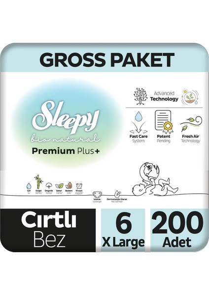 Bio Natural Premium Plus Gross Paket Bebek Bezi 6 Numara Xlarge 200 Adet