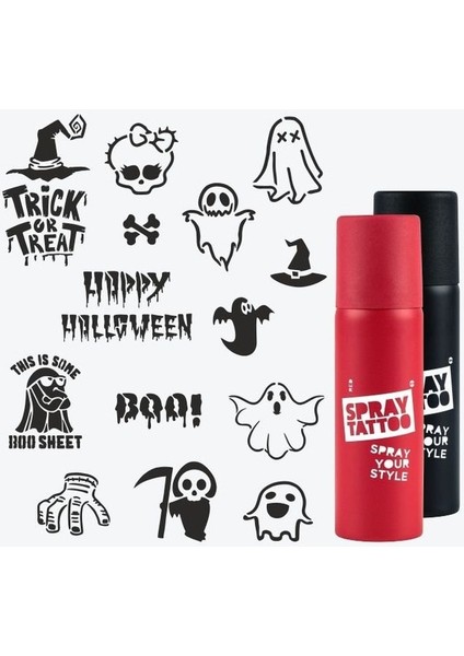 Korkusuz Küçükler Şablon Siyah + Kırmızı Sprey Seti