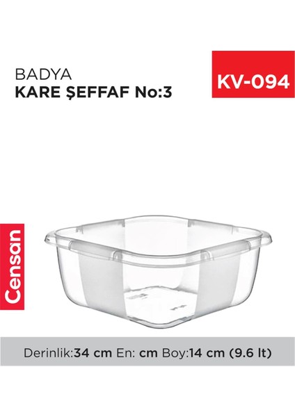 Kare Şeffaf Badya 1 Adet 3 No -E166