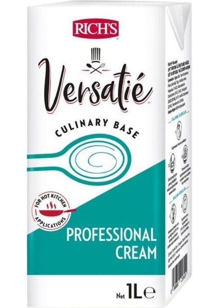 Versatie Professional Şekersiz Krema 1 Lt x 12 Adet