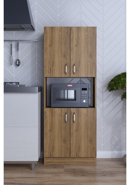 Rafineri Roma Çok Amaçlı Dolap Kapaklı Bölmeli Mikrodalga Fırın Mutfak Balkon Banyo Mdf