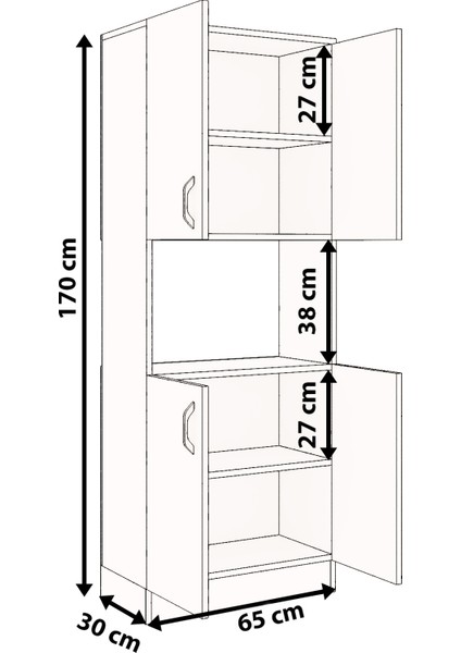 Rafineri Roma Çok Amaçlı Dolap Kapaklı Bölmeli Mikrodalga Fırın Mutfak Balkon Banyo Mdf fiyatları