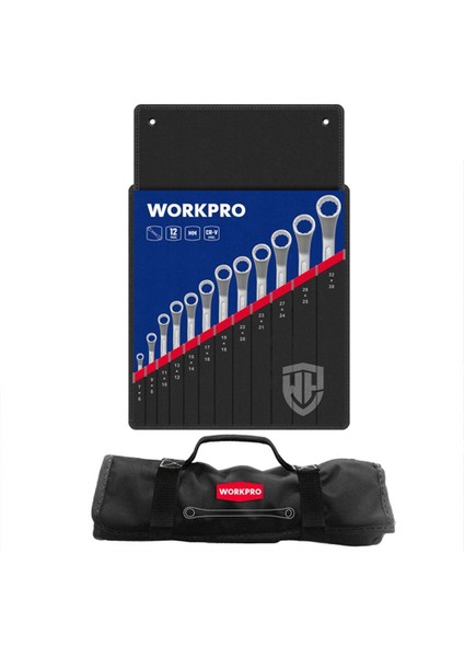 WP202510 6-32MM 12 Parça Cr-V Profesyonel Iki Ağızlı Yıldız Anahtar Takımı + Bez Taşıma Kılıfı