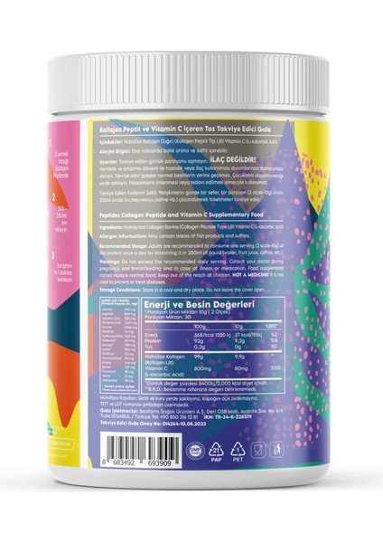 Limited Edition X2 Etkili Komplex Collagen Beauty Powder 300 gr Vitaminli Yeşil Elma Aromalı modelleri