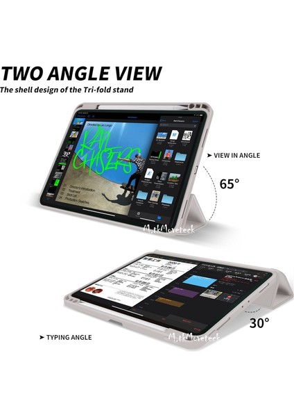 MTK Moveteck İpad Air 13 2024 Uyumlu Kılıf Akıllı Smart Uyku Modlu Pen Kalem Bölmeli Katlanabilir Renkli Standlı