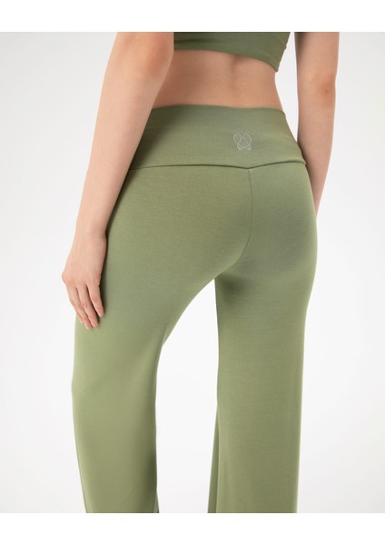 Ayma Active Yeşil Şortlu Yoga Pantolon Ince Dökümlü Yoga Pantolon