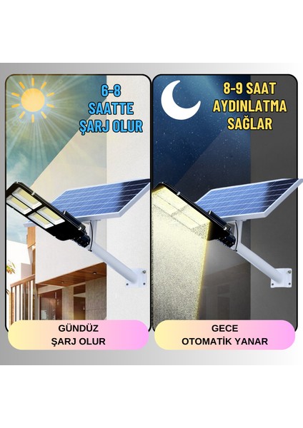 Solar Güneş Enerjili 400W Kumandalı Yönlendirilebilir Panelli LED Bahçe Sokak Aydınlatma Lambası