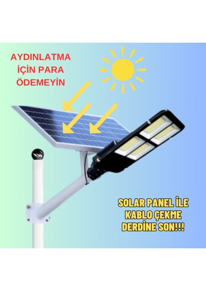 Solar Güneş Enerjili 400W Kumandalı Yönlendirilebilir Panelli LED Bahçe Sokak Aydınlatma Lambası