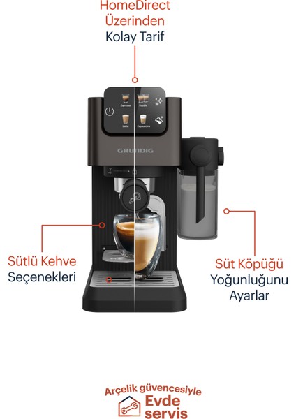 Grundıg Ksm 6430 DELISIA Coffee Yarı Otomatik Kapsüllü Süt Hazneli Espresso Makinesi