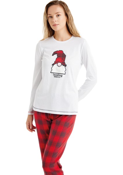 Kadın Pijama Takımı 51622 - Beyaz fırsatları