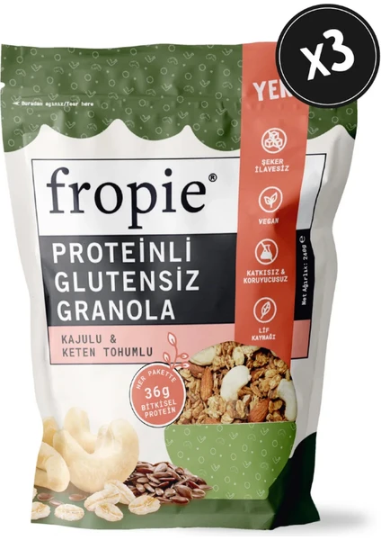 Proteinli Glutensiz  granola - Kaju & Keten Tohumu 240 gr x 3 Adet