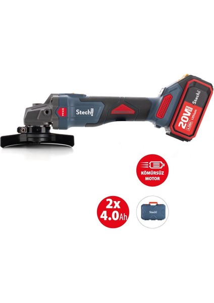 SX44 Akülü Avuç Taşlama 125 mm 2 x 4 Amper AKÜ(20V) + 2 Yıl Garanti