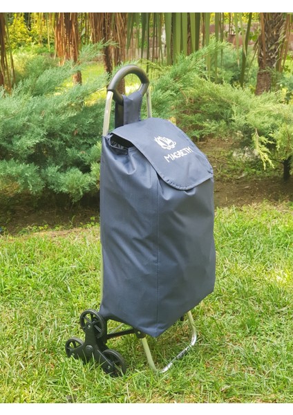 D200 Lacivert ( Yeni ) Sessiz Tekerli Pazar Arabası, Büyük Boy Su Geçirmez Pazar Çantası