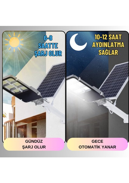 Solar Güneş Enerjili 600W Kumandalı Yönlendirilebilir Panelli LED Bahçe Sokak Aydınlatma Lambası