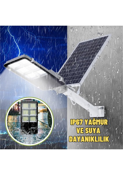 Solar Güneş Enerjili 600W Kumandalı Yönlendirilebilir Panelli LED Bahçe Sokak Aydınlatma Lambası