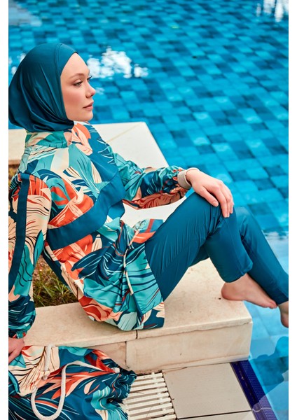 Desenli Tam Kapalı Tesettür Mayo R2411 fiyatları