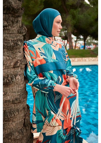 Desenli Tam Kapalı Tesettür Mayo R2411 modelleri