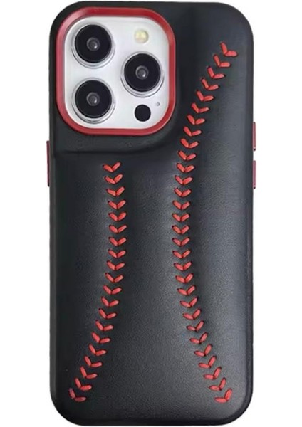 Apple iPhone 15 Pro Max Kılıf Baseball Desenli Spor Dikişli Içi Süet Kapak