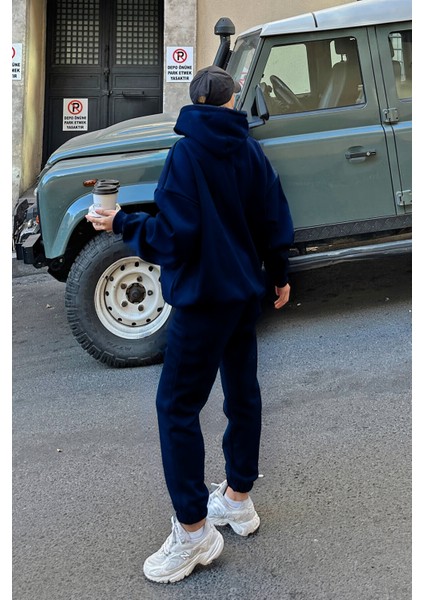 Kadın 3 Iplik Bol Kesim Kışlık Hoodie Sweatshirt Jogger Alt Eşofman Takımı modelleri