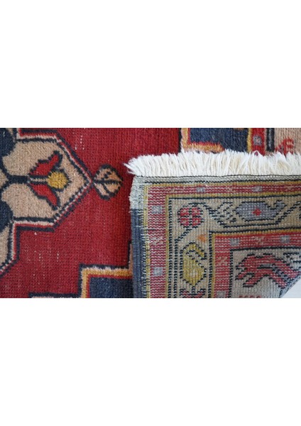 76X121 cm Çiçek Desenli Yıkanabilir Kırmızı Renk El Dokuma Nostaljik Anadolu Kilim