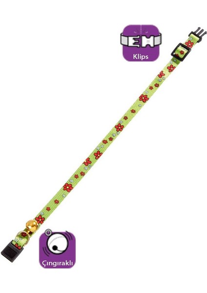 Karlıe Kedi Tasması Çıng. 30CM Yeşil