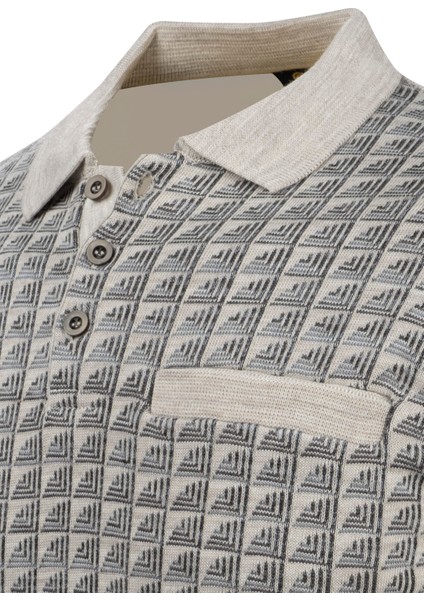 Erkek Polo Yaka Triko Kazak Desenli Kol ve Bel Lastikli Çelik Örgü Klasik Kalıp - 5002F