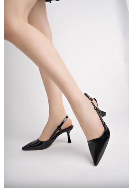 ST-002 Siyah Rugan Günlük 7 cm Topuklu Bayan Ayakkabı fiyatları