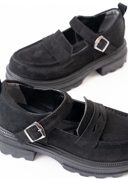 745-771 Siyah Süet Kadın Günlük Yüksek Tabanlı Loafer Ayakkabı modelleri