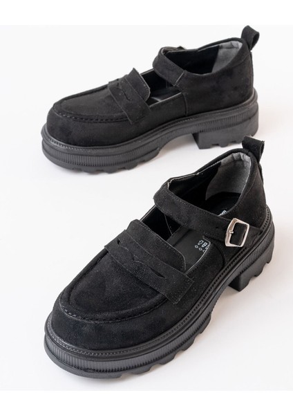 745-771 Siyah Süet Kadın Günlük Yüksek Tabanlı Loafer Ayakkabı fırsatları