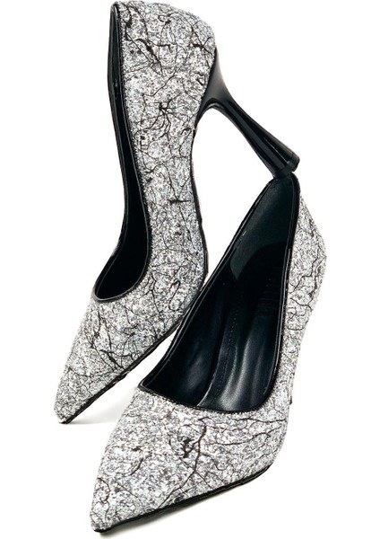 Kadın Sinra Siyah Taş Kaplama Abiye Stiletto 10 cm Topuk 2268 fırsatları