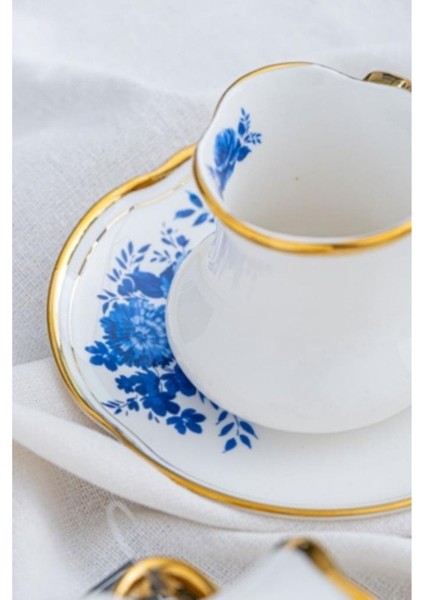 Porselen Jasmin 6 Kişilik Kahve Fincan Takımı Beyaz Desen-2 - HXF-05175