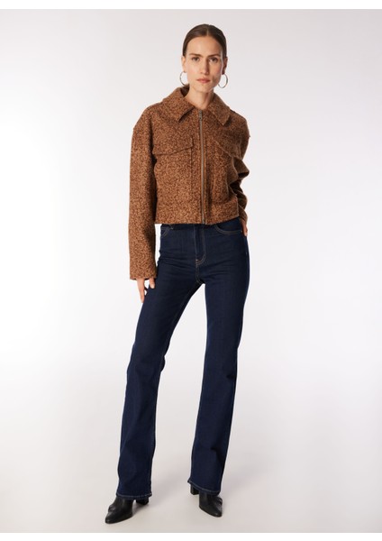 Yüksek Bel Straight Paça Straight Koyu Indigo Kadın Denim Pantolon F4WL-PNT0640 fiyatları