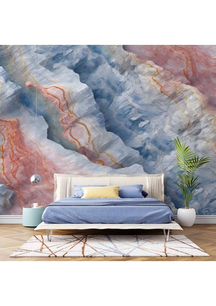 3 Boyutlu Renkli Mermer Görünümlü Duvar Kağıdı fiyatları