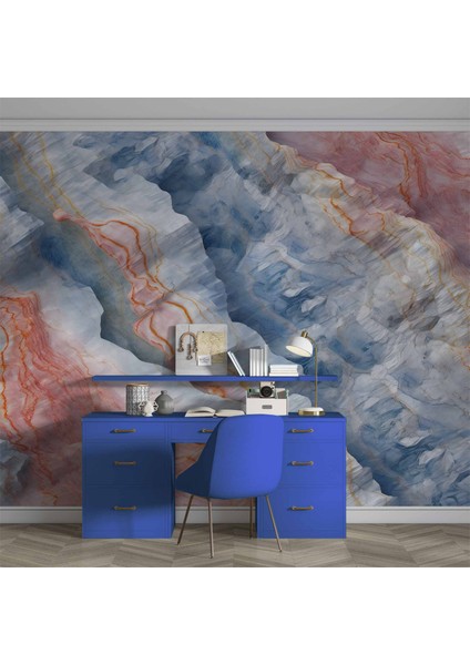 3 Boyutlu Renkli Mermer Görünümlü Duvar Kağıdı fırsatları